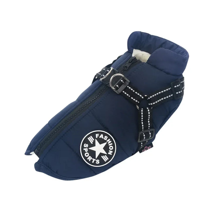 Pet Dog Jacket With Harness Winter Warm Dog Clothes For Labrador Waterproof Small Dog Coat Chihuahua French Bulldog Outfits - rarefrenchies 