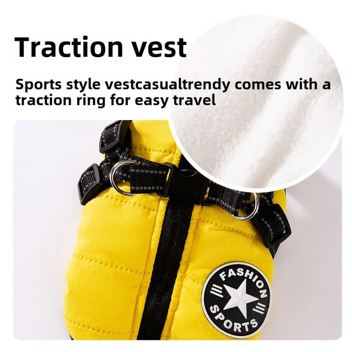Pet Dog Jacket With Harness Winter Warm Dog Clothes For Labrador Waterproof Small Dog Coat Chihuahua French Bulldog Outfits - rarefrenchies 