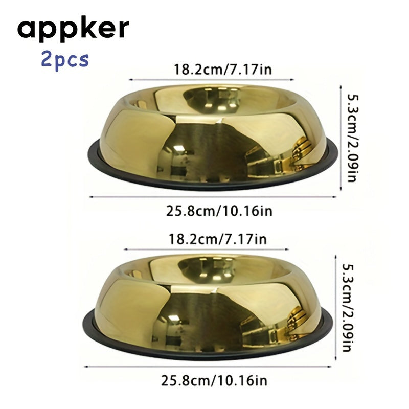 2pcs Stainless Steel Pet Bowls with Non-Slip Silicone Base - rarefrenchies 