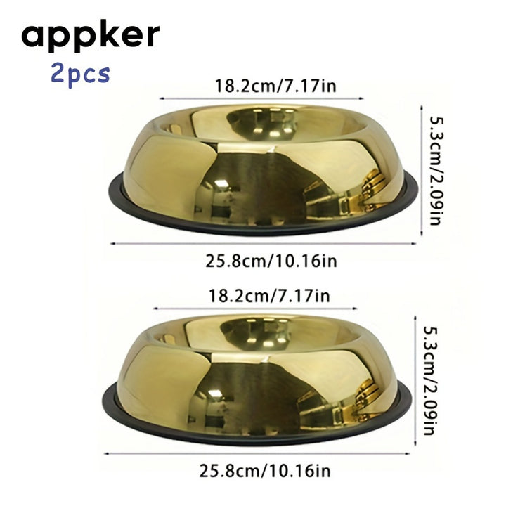 2pcs Stainless Steel Pet Bowls with Non-Slip Silicone Base - rarefrenchies 