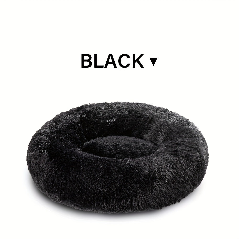 Calming Cuddler Long Fur Donut Dog Bed - rarefrenchies 