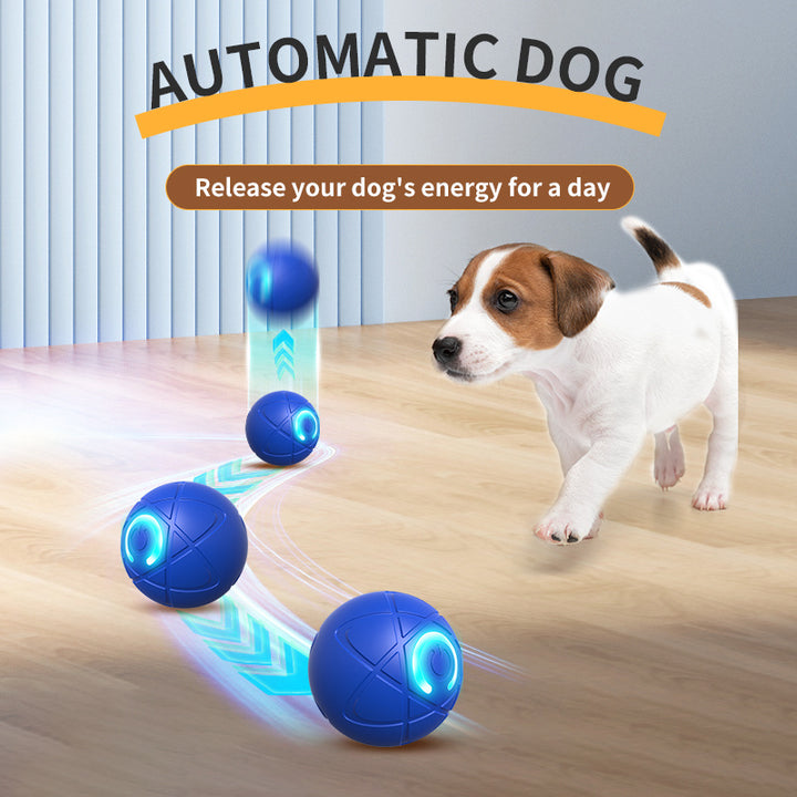 Smart Dog Toy Ball - Automatic Moving, USB Rechargeable, Geometric Pattern, Plastic - rarefrenchies 