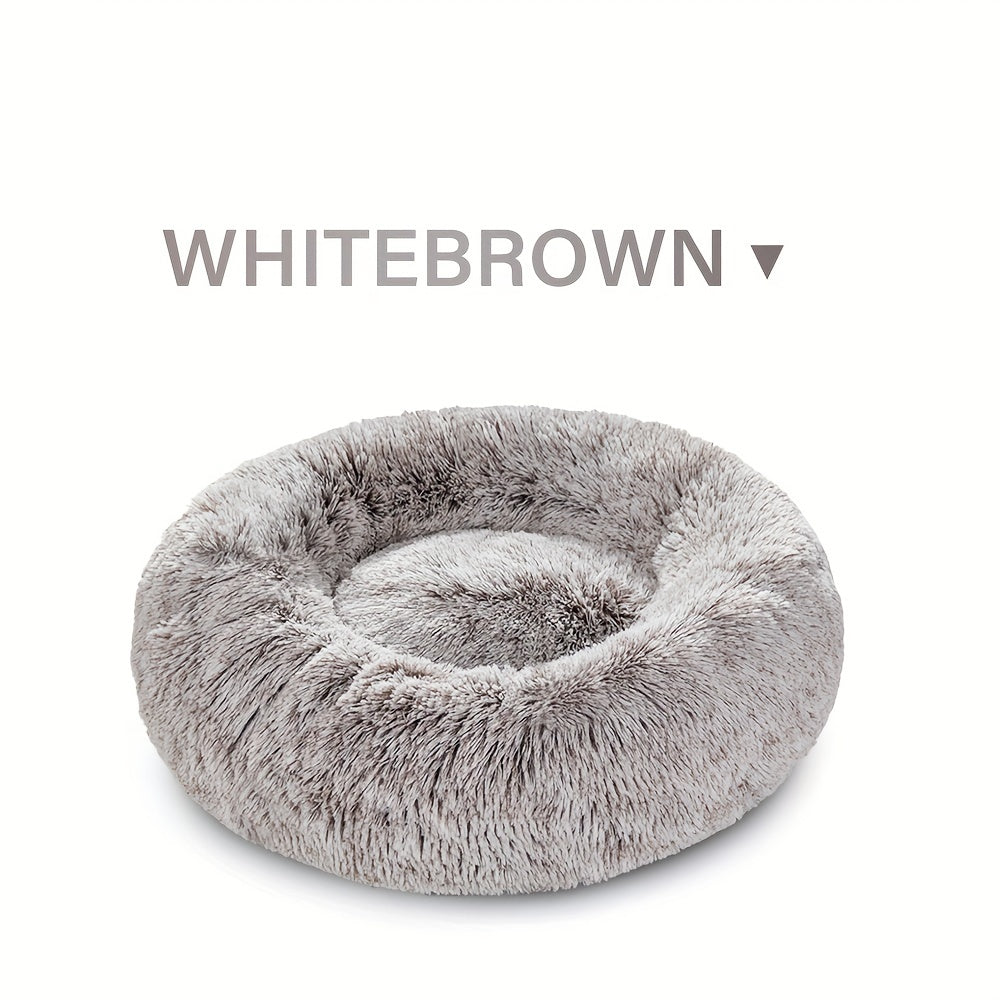 Calming Cuddler Long Fur Donut Dog Bed - rarefrenchies 