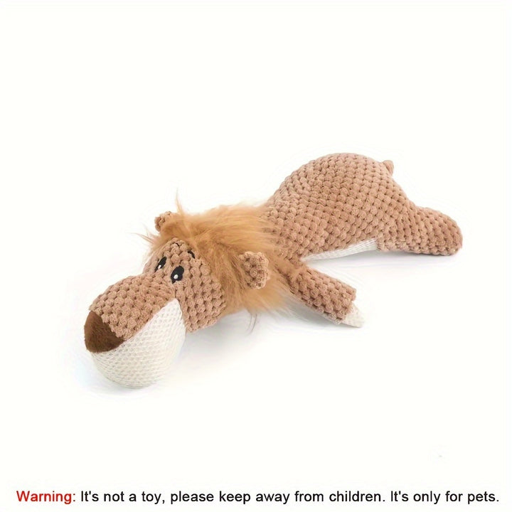 Set of 1 Or 3 Large Dog Toys That Are Durable And Squeaky, Featuring Plush Designs of a Lion, Wolf, And Elephant. - rarefrenchies 