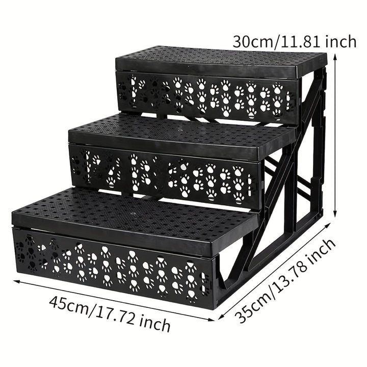 3-Step Wool Felt Pet Stairs for Small Dogs & Cats - Portable Ramp with Non-Slip Removable Cover - rarefrenchies 