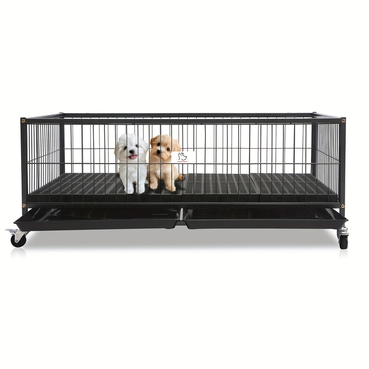 Stackable Puppy Whelping Box - 43 Inch With Wheels, Floor Grid & Tray - For Dog Breeders - Suitable for Birthing & Nesting - rarefrenchies 