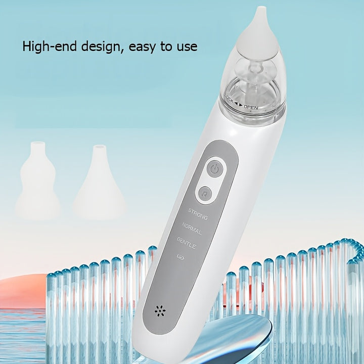 Electric Nasal Aspirator, 3 Adjustable Suction Levels, Electric Nose Cleaner, Snot Extractor with Music, with 3 Silicone Heads - rarefrenchies 