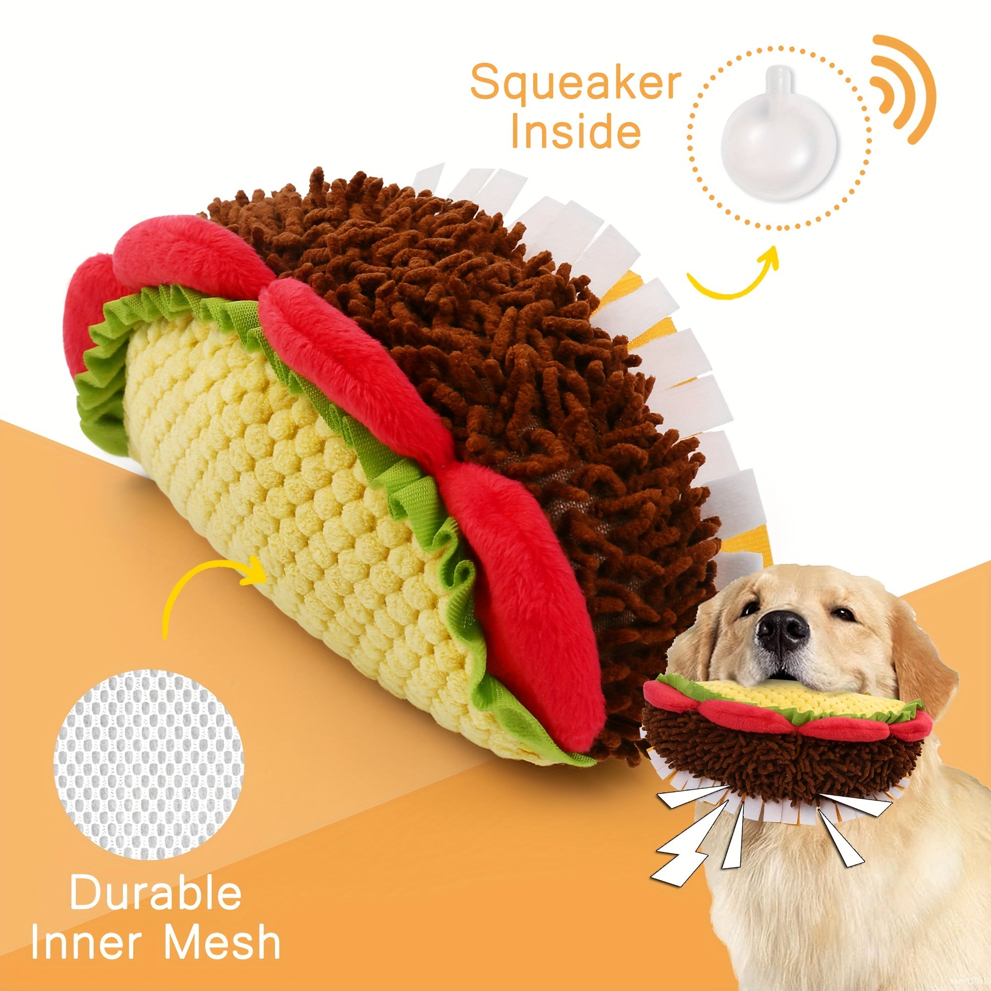 Squeaky Plush Taco Dog Toy - rarefrenchies 