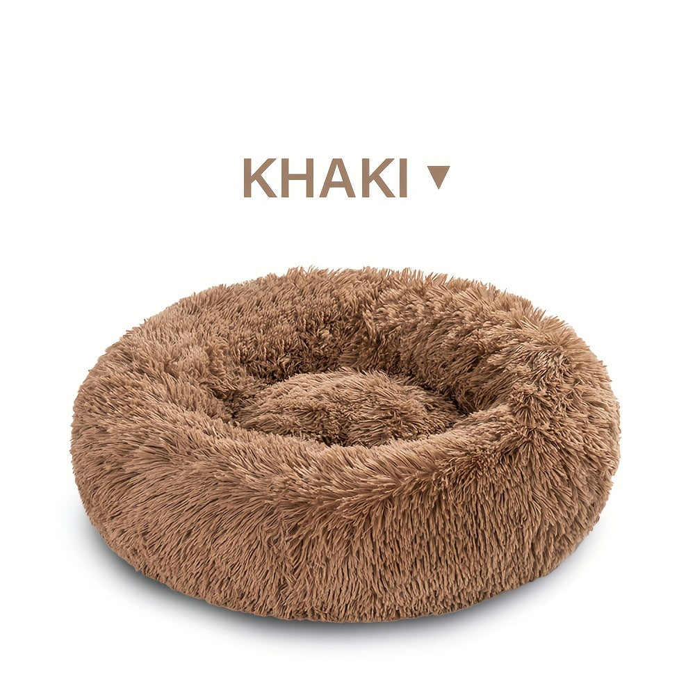 Calming Cuddler Long Fur Donut Dog Bed - rarefrenchies 