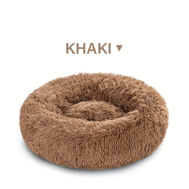 Calming Cuddler Long Fur Donut Dog Bed - rarefrenchies 