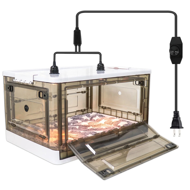 Large Incubator Puppy Bed with Heating & Electric Blanket, Transparent