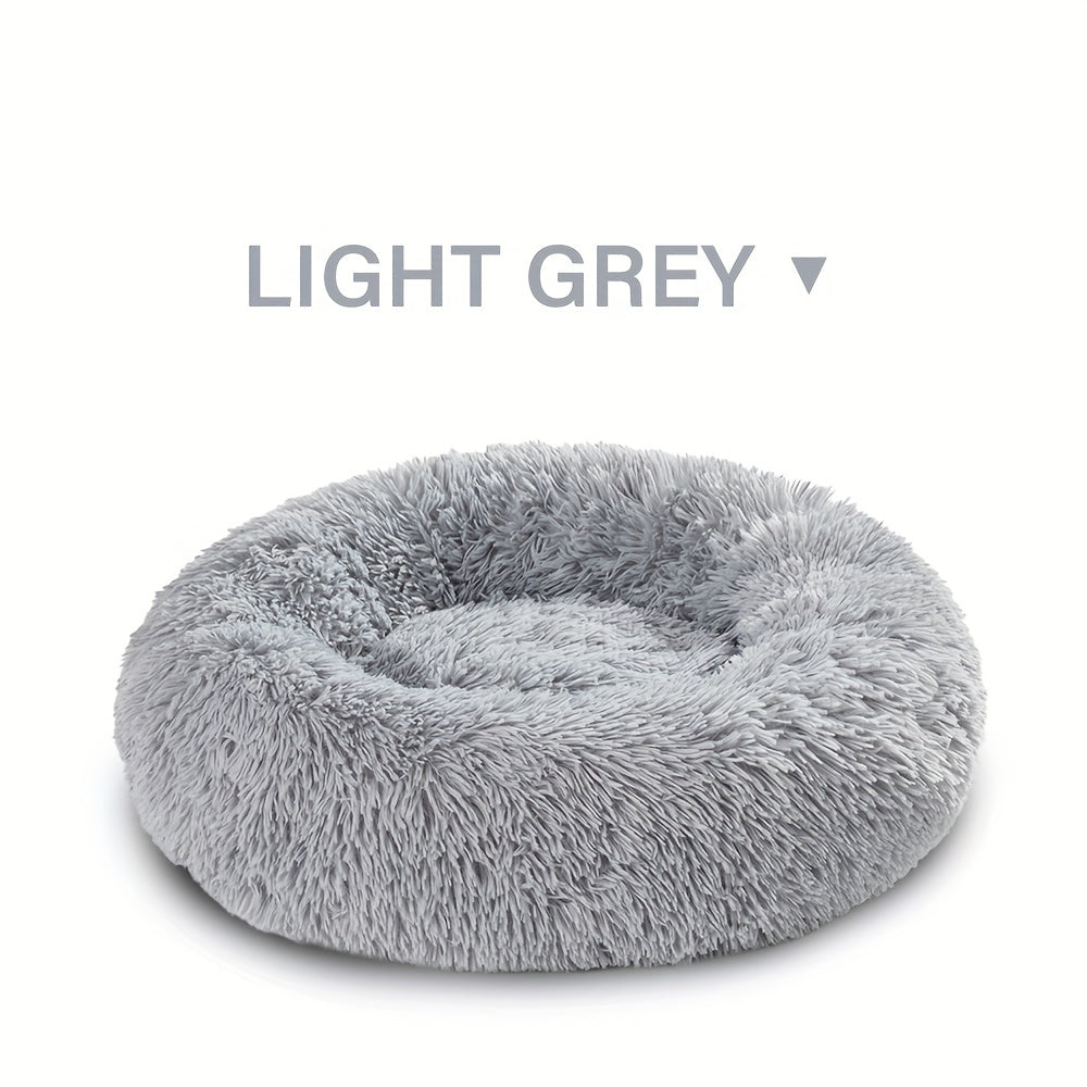 Calming Cuddler Long Fur Donut Dog Bed - rarefrenchies 