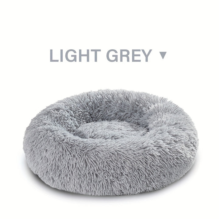 Calming Cuddler Long Fur Donut Dog Bed - rarefrenchies 