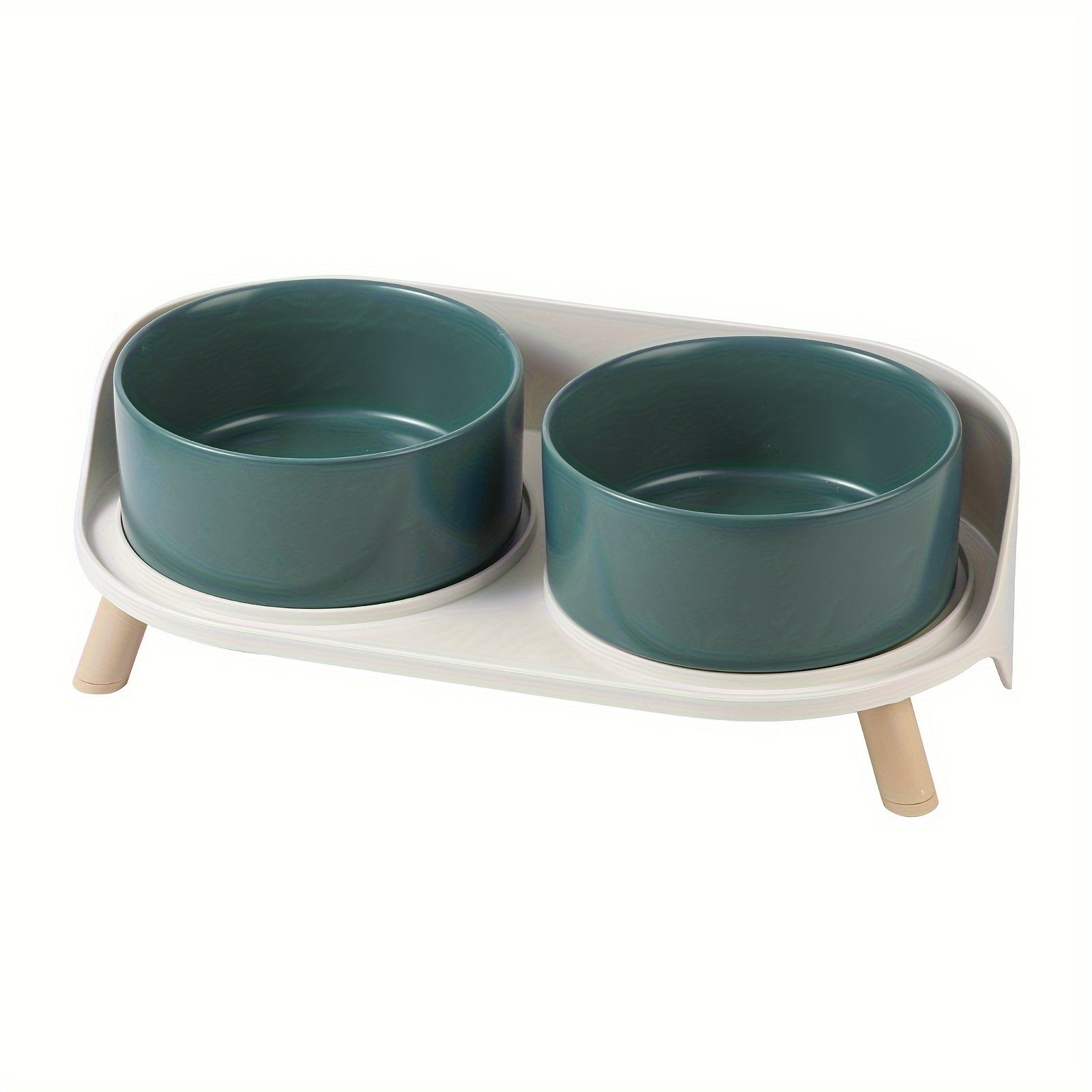 Modern Double Bowl Elevated Feeder - rarefrenchies 