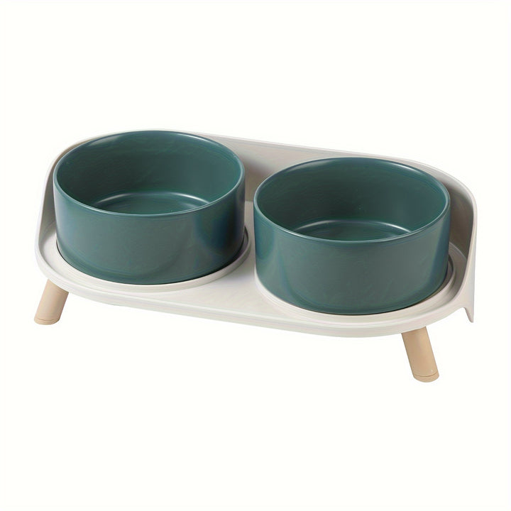 Modern Double Bowl Elevated Feeder - rarefrenchies 