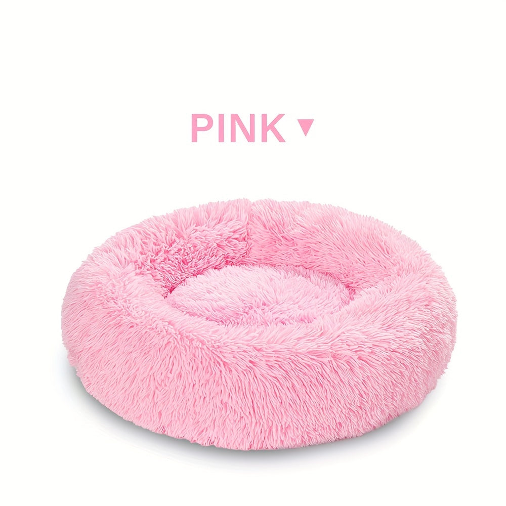 Calming Cuddler Long Fur Donut Dog Bed - rarefrenchies 
