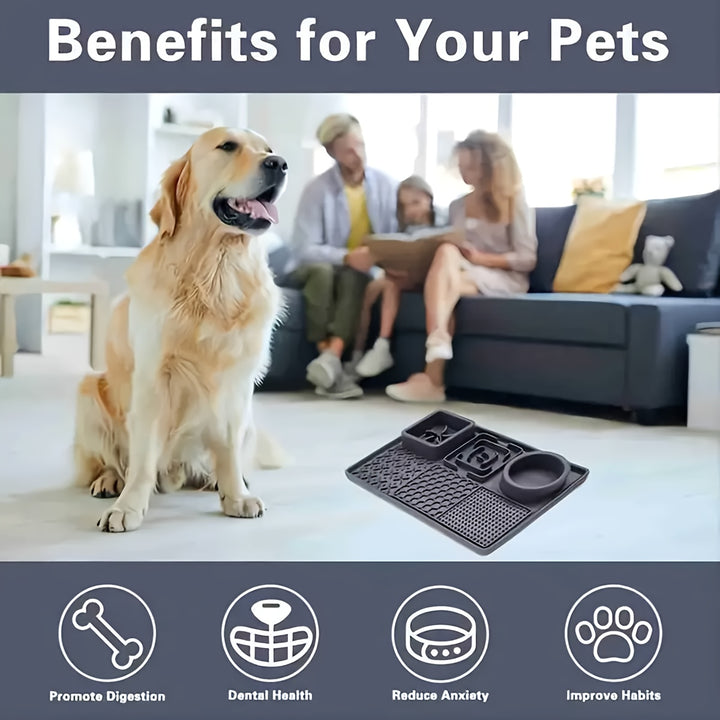 Silicone Feeding Mat for Dogs | with Slow Feeder Lick Mat with Water Bowl - rarefrenchies 