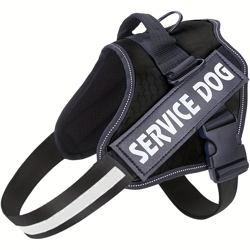 Dog Harness No-Pull Service Dog Harness With Handle Adjustable Outdoor Pet Dog Vest Reflective Nylon Material Vest For Small Medium Large Dogs - For Training & Walking - Suitable for All Breeds - Perfect Gift for Dog Owners