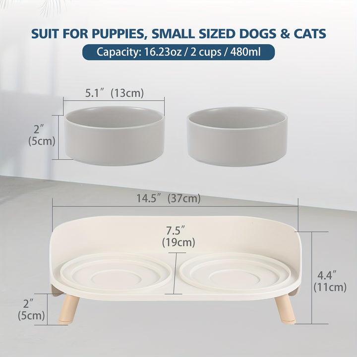 Modern Double Bowl Elevated Feeder - rarefrenchies 