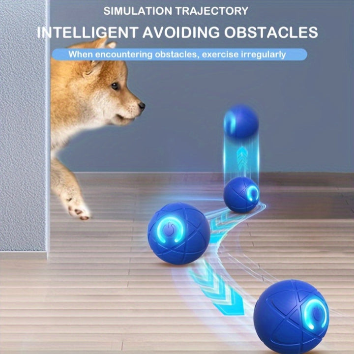 Smart Dog Toy Ball - Automatic Moving, USB Rechargeable, Geometric Pattern, Plastic - rarefrenchies 