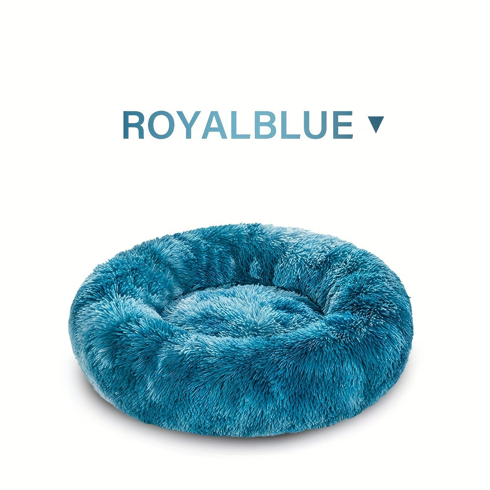Calming Cuddler Long Fur Donut Dog Bed - rarefrenchies 