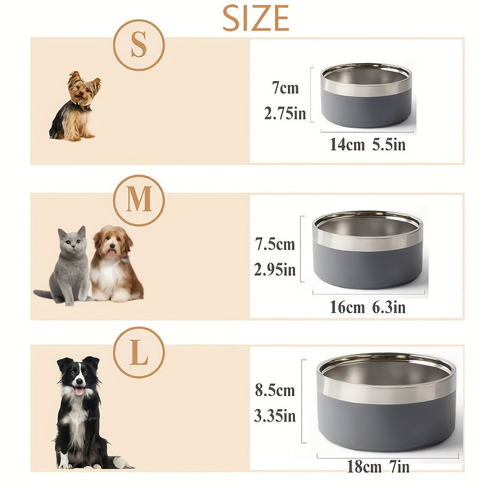 Stainless Steel Dog Bowl, Non-Slip - rarefrenchies 