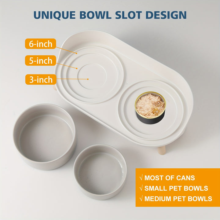 Modern Double Bowl Elevated Feeder - rarefrenchies 