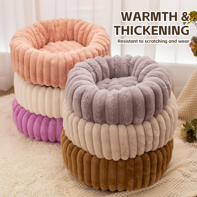 Circular Plush Pet Bed - rarefrenchies 