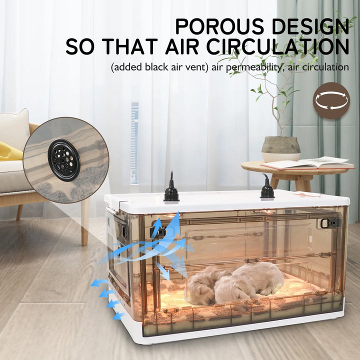 Large Incubator Puppy Bed with Heating & Electric Blanket, Transparent