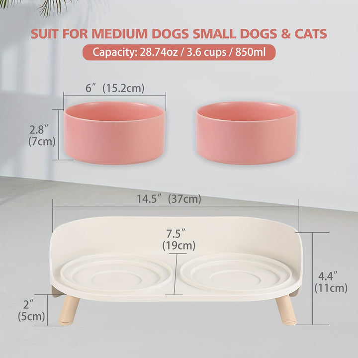 Modern Double Bowl Elevated Feeder - rarefrenchies 