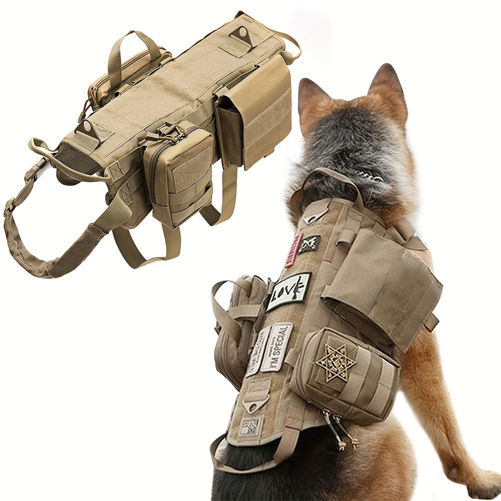 Tactical Dog Harness - with Multiple Pockets - rarefrenchies 