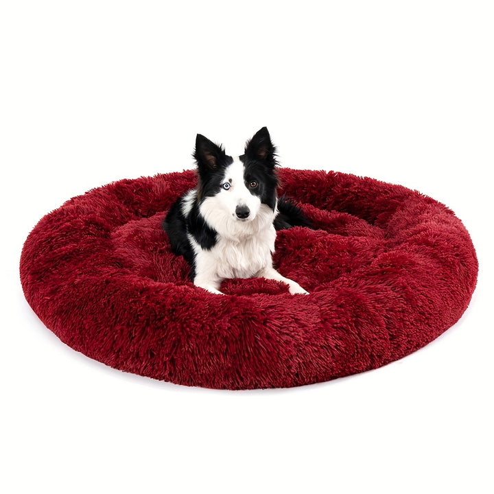Calming Cuddler Long Fur Donut Dog Bed - rarefrenchies 