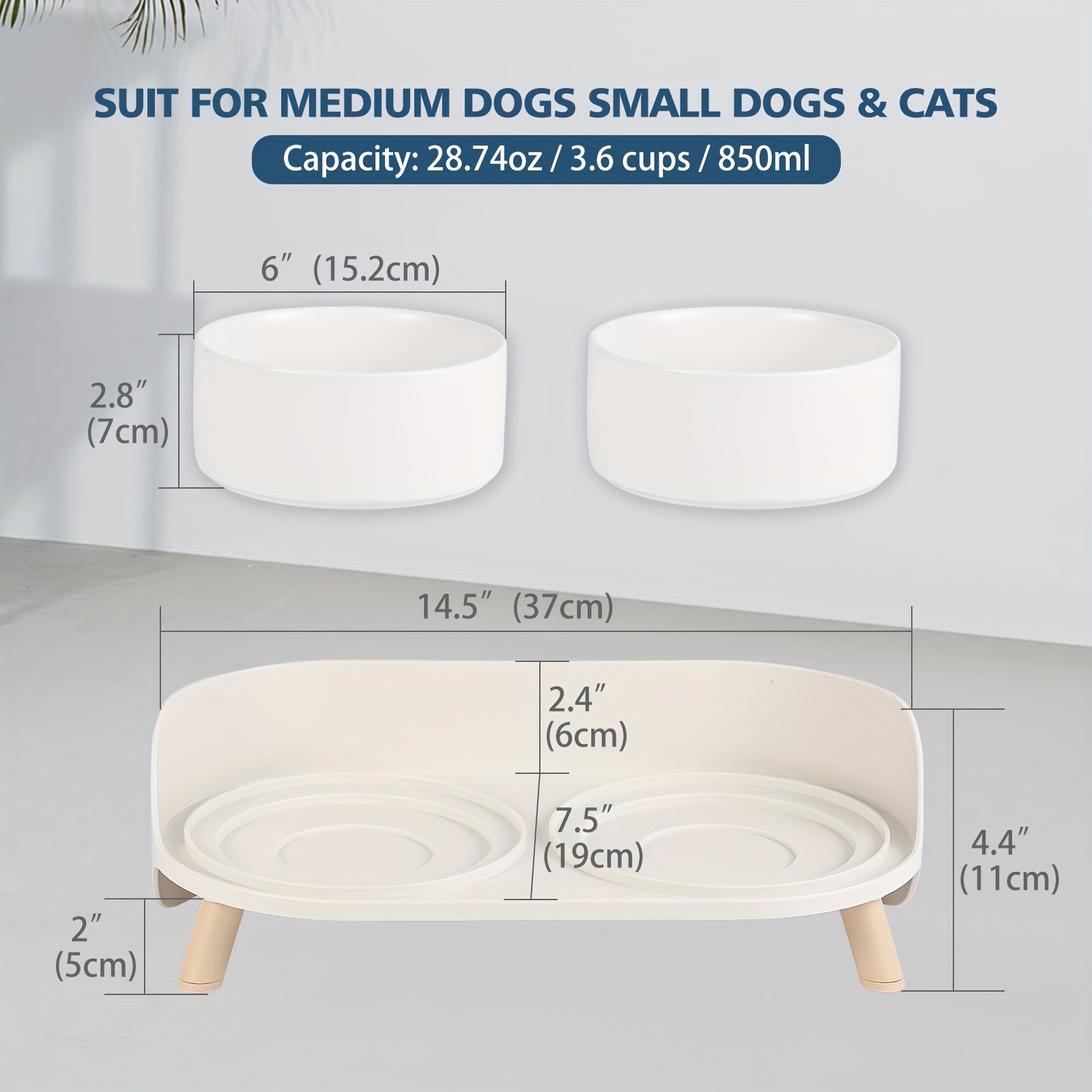 Modern Double Bowl Elevated Feeder - rarefrenchies 
