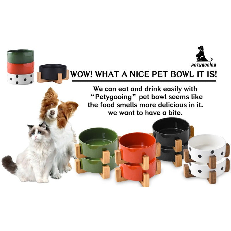Elevated Pet Bowls with Stand, Ceramic Dog Bowl for Food & Water - rarefrenchies 