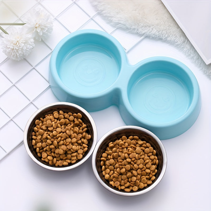 Double Non-Slip Stainless Steel Pet Bowls | Durable Plastic Base for Cats and Dogs - rarefrenchies 