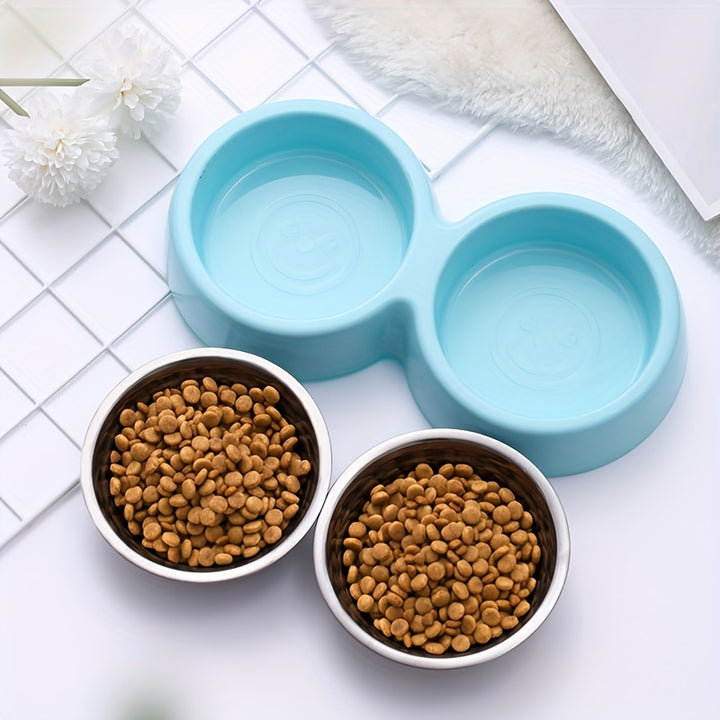 Double Non-Slip Stainless Steel Pet Bowls | Durable Plastic Base for Cats and Dogs - rarefrenchies 