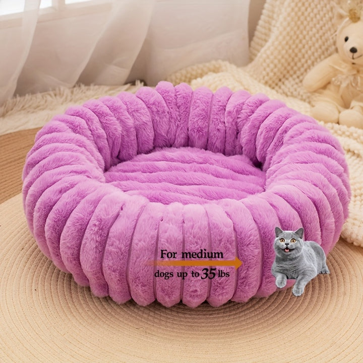 Circular Plush Pet Bed - rarefrenchies 