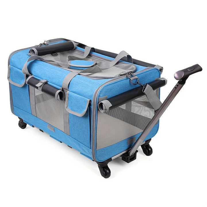 Large Extra Portable Detachable Dog Trolley Case - Foldable Pet Bag Cat Travel Carrier Bag - rarefrenchies 