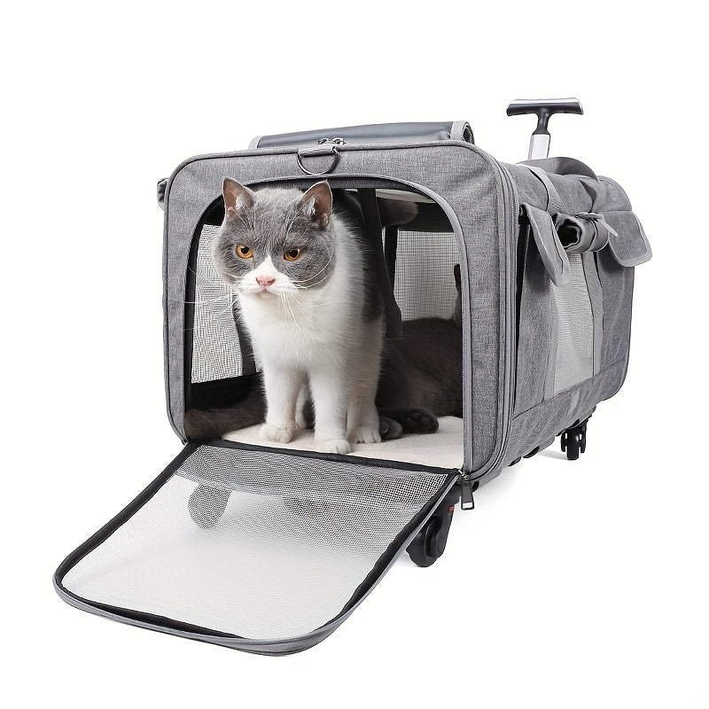 Large Extra Portable Detachable Dog Trolley Case - Foldable Pet Bag Cat Travel Carrier Bag - rarefrenchies 
