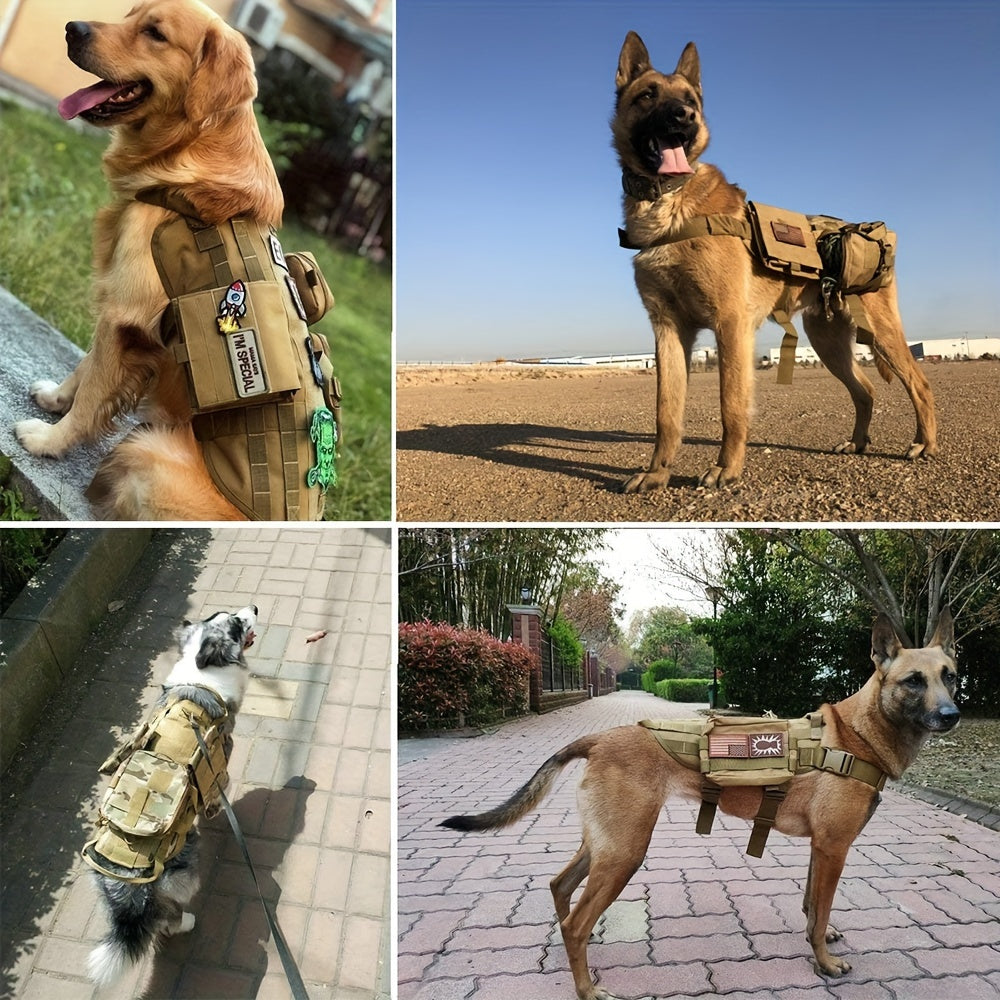 Tactical Dog Harness - with Multiple Pockets - rarefrenchies 