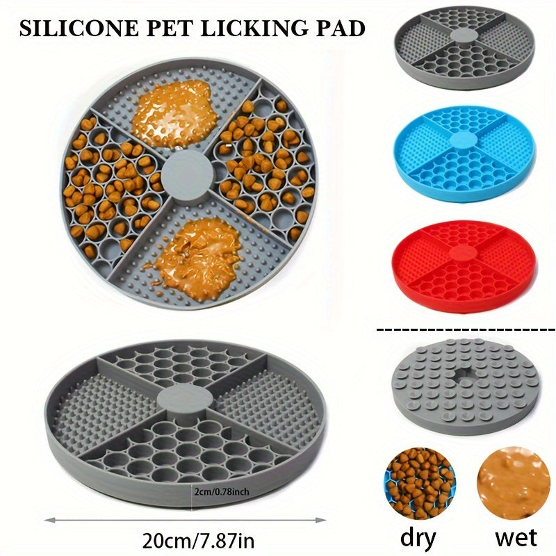 Round Dog Feeding Mat, Silicone Dog Licking Mat - rarefrenchies 