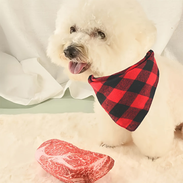 Squeaky Plush Steak & Battle Axe Dog Toy with Tray - rarefrenchies 