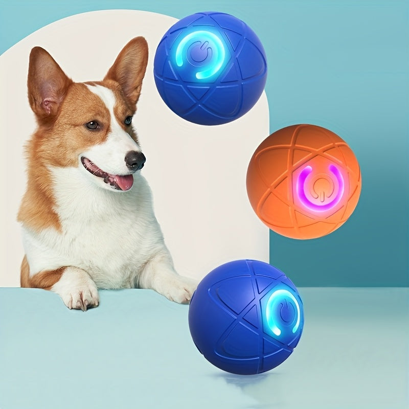 Smart Dog Toy Ball - Automatic Moving, USB Rechargeable, Geometric Pattern, Plastic - rarefrenchies 