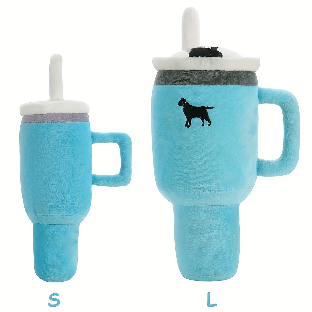 Tumbler Cup Funny Dog Toy - Plush Squeaky Crinkle Dog Toy