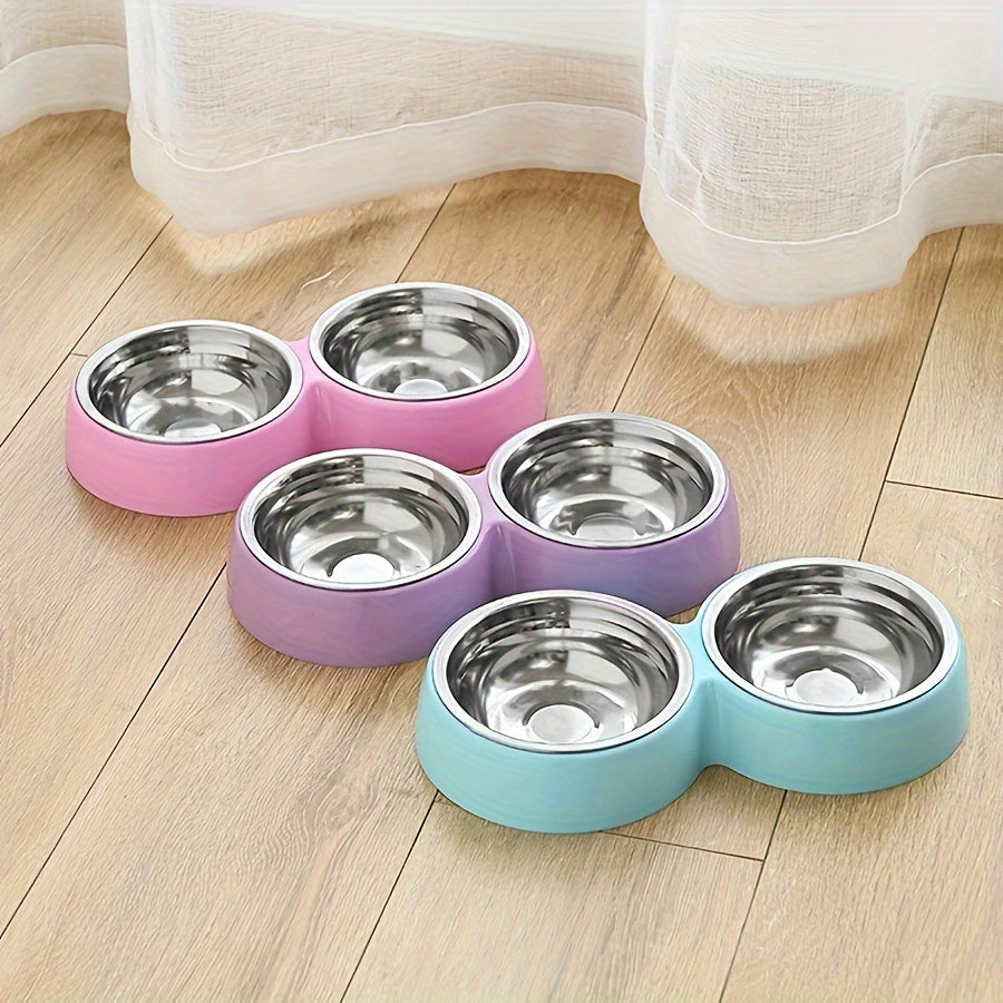 Double Non-Slip Stainless Steel Pet Bowls | Durable Plastic Base for Cats and Dogs - rarefrenchies 