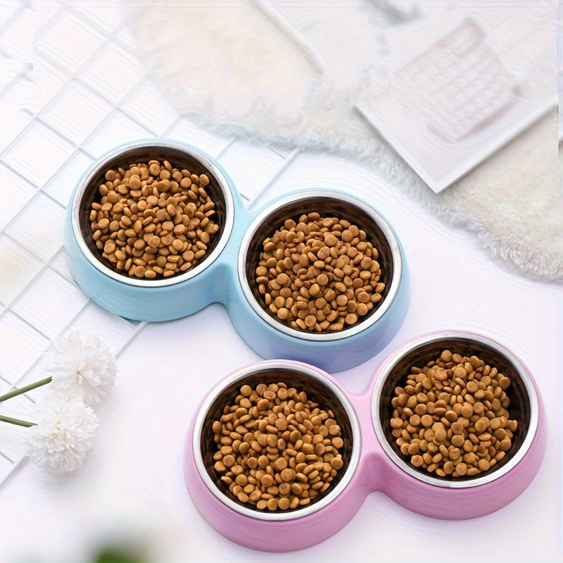 Double Non-Slip Stainless Steel Pet Bowls | Durable Plastic Base for Cats and Dogs - rarefrenchies 