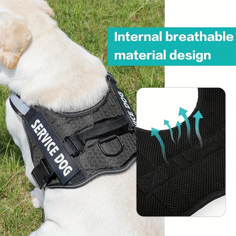 Dog Harness No-Pull Service Dog Harness With Handle Adjustable Outdoor Pet Dog Vest Reflective Nylon Material Vest For Small Medium Large Dogs - For Training & Walking - Suitable for All Breeds - Perfect Gift for Dog Owners