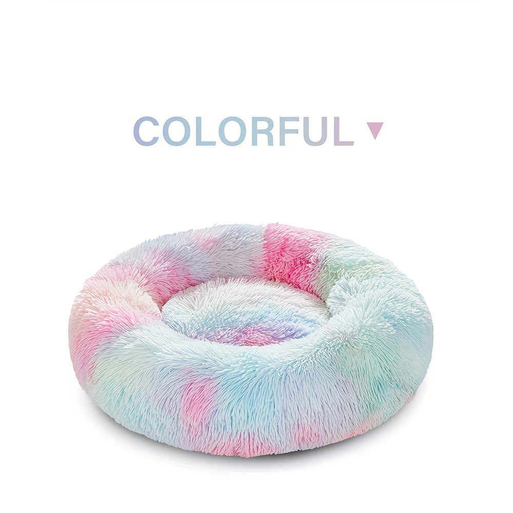 Calming Cuddler Long Fur Donut Dog Bed - rarefrenchies 