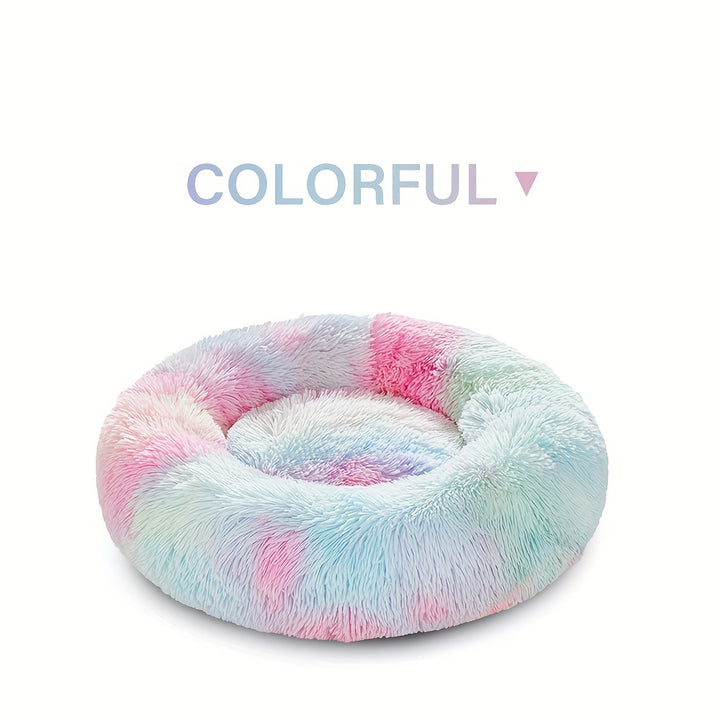 Calming Cuddler Long Fur Donut Dog Bed - rarefrenchies 
