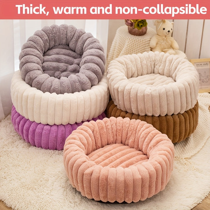 Circular Plush Pet Bed - rarefrenchies 